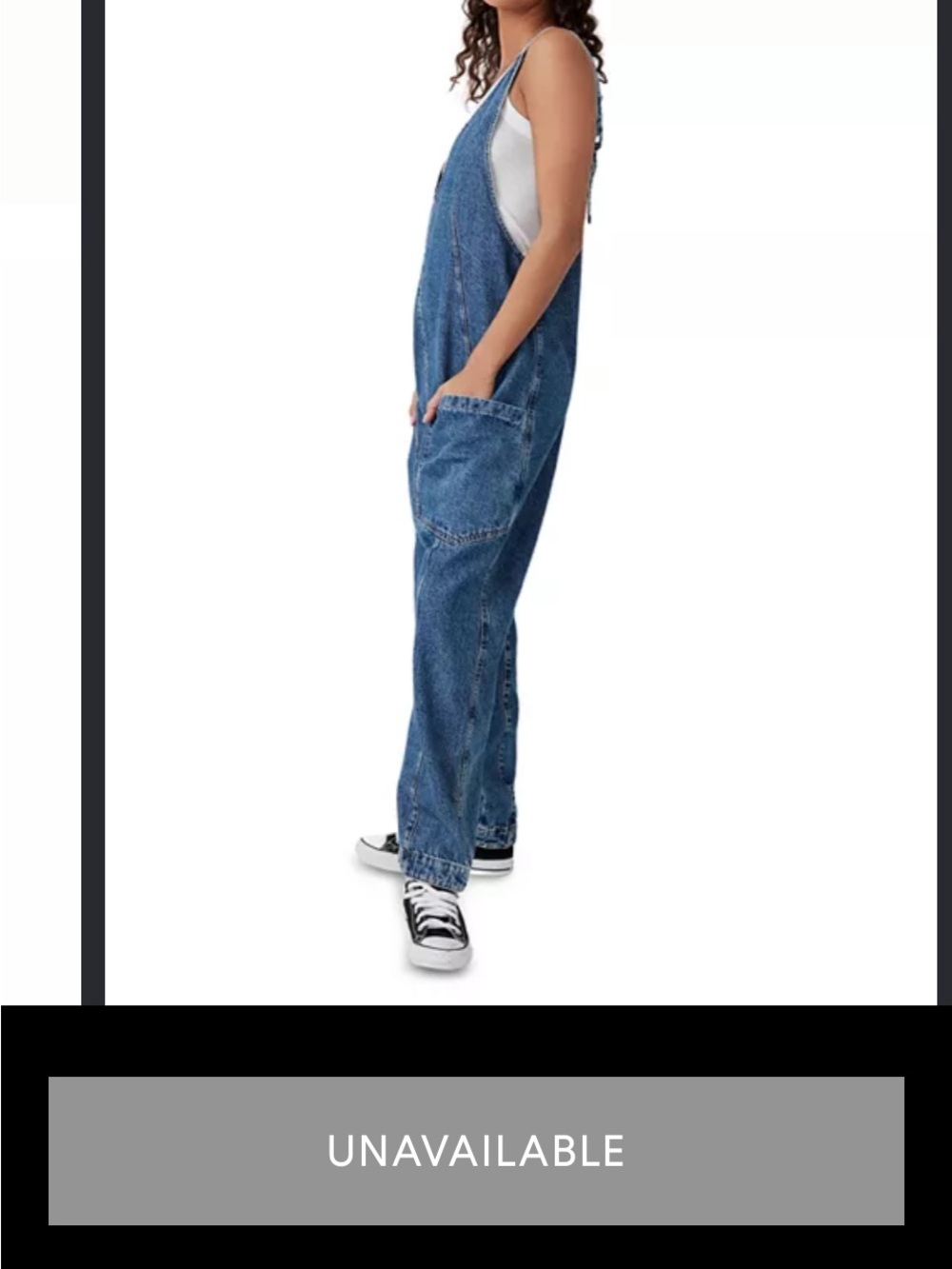 Free People We The Free High Roller denim overalls jumpsuit pockets scoop neck L - Picture 5 of 11